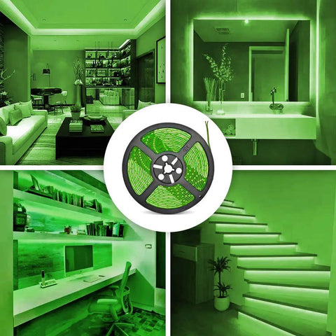 Green LED Strip Lights 32.8Ft Waterproof IP65 Dimmable SMD2835 600 LEDs 12V Cuttable Tape For Cabinet Car Bar Bedroom