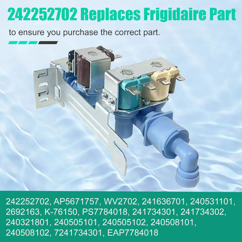 242252702 Refrigerator Water Inlet Valve Replacement For Frigidaire Kenmore Models With Plug And Play Install Durable Build Precise Water Flow And Broad Compatibility With Electrolux Crosley Kelvinator Westinghouse And More, metal valve