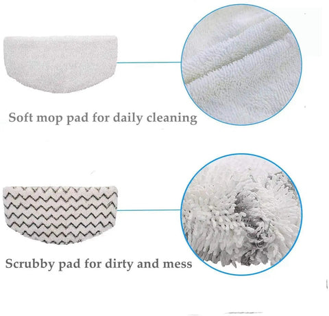 Washable Microfiber Mop Pads Replacement For Bissell PowerFresh 1940 Series Steam Mop 2 Pack showing soft and scrubby pads