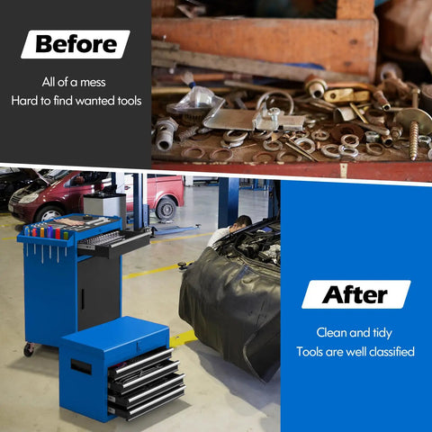 5-Drawer Rolling Tool Chest With Detachable Top Toolbox, Lockable Wheels And Lock Bar in garage workspace