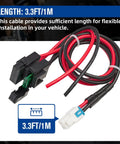 4 Pin 12AWG DC Power Cord Cable 1M With 30A Fuse for Ham Radio, close-up of connectors and fuse block, length 3.3FT/1M