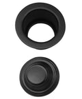Top view of 3-1/2 Inch EZ Mount Brass Kitchen Sink Disposal Drain Flange And Stopper Matte Black Easy Install For Most EZ Mount Garbage Disposals