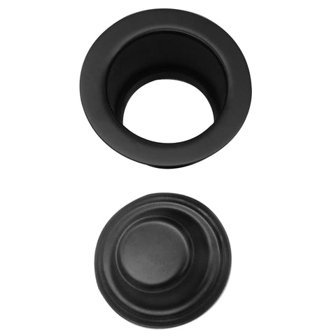 Top view of 3-1/2 Inch EZ Mount Brass Kitchen Sink Disposal Drain Flange And Stopper Matte Black Easy Install For Most EZ Mount Garbage Disposals