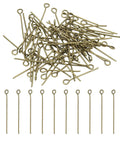 Bronze Open Eye Pins 25mm 400Pcs 21 Gauge Jewelry Findings For DIY Earrings Necklaces Bracelets Anklets And Other Craft Projects Perfect For Jewelry Making Pros And Hobbyists. Bronze open eye pins 25mm, 400pcs, arranged on white background