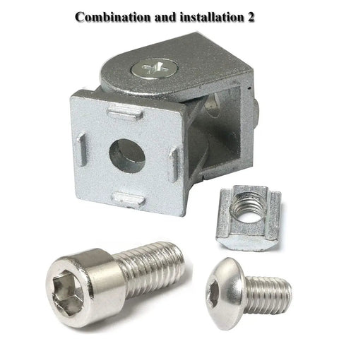 Flexible Pivot Joint Connector For 2020 Aluminum Extrusion Profiles Zinc Alloy Die Cast 180 Degree Rotation Split Design Includes Two Installation Kits Fits European 2020 Profile Built To Last Easy Install Hardware, with screws
