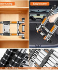 Pro Grade Telescoping A Frame Ladder 16.5 Foot With Dual Locks And Triangular Stabilizers, ANSI EN131 Safety Certified, 330 lbs Capacity, wide anti-slip rungs, folded and carried in a car