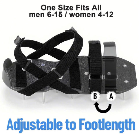 One Size Fits All Lawn Aerator Shoes With Heavy Duty Spikes And Velcro Straps adjustable foot length view