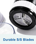 Close-up of 18/8 stainless steel blades on manual snow cone and slushie maker with shaved ice texture