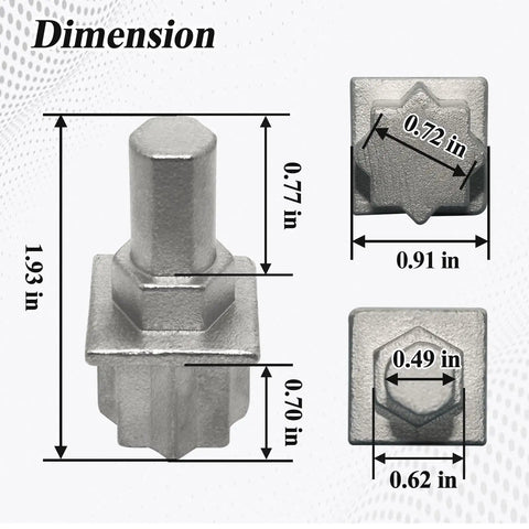 Ebrmeiwo 7431 Sailing Cordless Drill And Winch Adapter dimensions showing 1.93 in height and 0.70 in width, heavy duty metal.