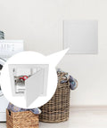 Rock Solid Abs Plastic Square Access Panel Door For Plumbing Walls, Heavy Duty Hinged Maintenance Cover, showing utility access in laundry area.