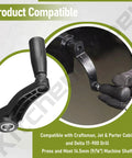 Top Shelf Drill Press Crank Handle Replacement For Nine Sixteenths Inch Drive Shaft Six Inch Turning Radius Three Sixty Degree Free Swivel Feed Knob on 9/16 shaft.