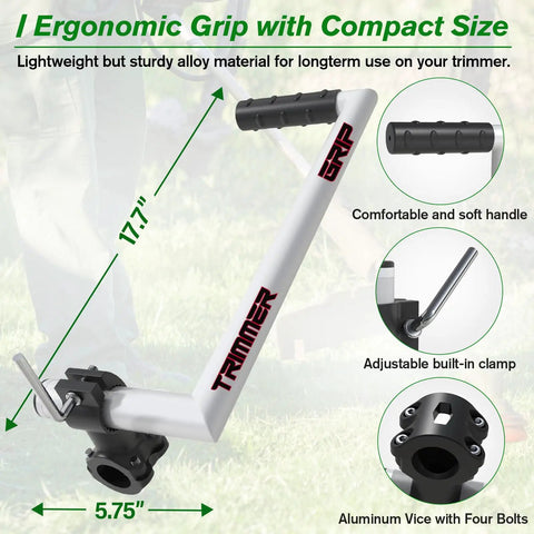 Upgraded Weedeater Handle With Ergonomic Trimmer Grip Extension for Weed Eater, 17.7 inch length, alloy material with clamp and vice.