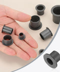 Dope 8 Pack Flanged Sleeve Bearing Set Black POM Plastic Bushing 5mm ID 7mm OD 7mm Length Flange Diameter 11mm Thick 1mm For Small Motors DIY Projects And Precision Axial Bushings, shown in hand