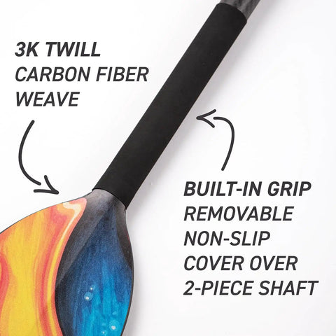 Making Waves Design Adjustable Carbon Fiber Dragon Boat Paddle With LeverLock IDBF Approved Lightweight 20 Oz showing 3k carbon fiber weave