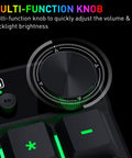 Close-up of multi-function knob on Dope Full Size Gaming Keyboard With Quick Turn Volume Knob, 104 Keys Wired PC Peripheral.