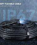 50Ft SemiRigid Endoscope Camera With Light And 5 Inch IPS Screen Triple Lens Sewer Inspection Borescope 1080P Waterproof Drain Pipe Tool Split Screen View Carrying Case DIY Ready Pro Grade For Home And Car Repairs coiled cable showcasing IP67 waterproof feature