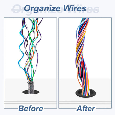 Comparison of wires using Heavy Duty Top Hat Silicone Rubber Grommet For Wiring And Auto Applications neatly organized.