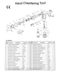 Exploded view diagram of Handheld Pneumatic Chamfering Tool For Metal And Wood Deburr Edge Beveling Machine components.
