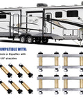 Heavy Duty Trailer Shackle Upgrade Kit with 3.125 Inch Shackles for Tandem Axle RVs Replaces UO12 021 shown with tin bronze bushings.