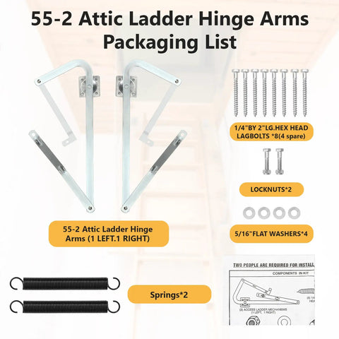 55-2 Attic Ladder Hinge Arms With Springs For Ladders Made After 2010 Fits Mk5 WU2210 W2208 W2210 hardware set