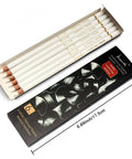 White Charcoal Pencils Drawing Set, Go To Pro Grade 6 Piece Sketch Kit with packaging, suitable for dark paper.
