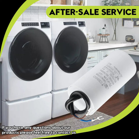 70uF Motor Run Capacitor For 450V AC Systems shown with washing machines