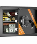 Fireproof Home Safe Box 1.2 Cu Ft With Digital Keypad And Safety Key Lock Type C Port Smart Alarm System open with valuables inside