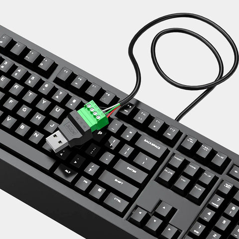 Solderless USB Two Point Zero Connectors DIY Adapter Kit With Plug And Play Screw Terminal Block For USB Cable Type A Converter Pluggable Repair Kit Includes Male And Female Ends For Easy Cable Extension And Quick Fixes on keyboard