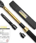 Half Inch Drive Torque Wrench - 10-160 Ft-Lb (10-227 Nm), 72-Tooth Professional Click Torque Wrench Set with adapter, bar, case