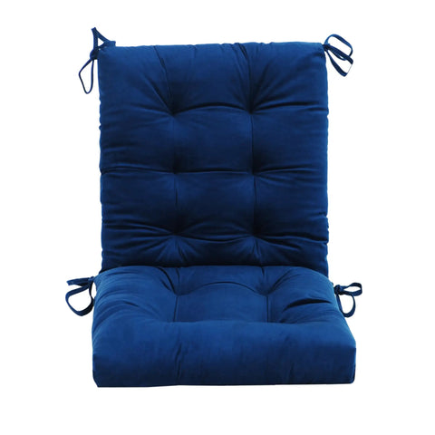 Set Of 2 37x18 Navy Blue Outdoor Dining Chair Cushions With Ties Water Repellent And UV Safe Patio Seating Cushions For Garden Furniture