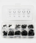 240 Piece E Clip Assortment Kit With Heat Treated External Retaining Clips For Axial Retention In Automotive Machinery Home And Industrial Projects Includes Multiple Sizes For Quick Replacement In Automotive Electronics Machinery And Home Projects, plastic case