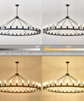 Massive Black Wagon Wheel Chandelier, 64 Inch, 30-Light Farmhouse Round Industrial Ceiling Light Fixture dimmable options
