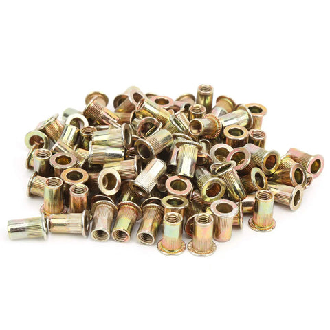 Badass Heavy Duty Zinc Coated Rivet Nut Kit Including One Hundred Assorted Sizes For Quick Automotive Repairs And Tough Metalworking Diy Hardware Projects, assorted rivet nuts.