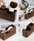 Walnut Wood Sticky Note Holder And Tape Dispenser, Rhombic Pen Holder Desk Organizer Set for school and home office visible