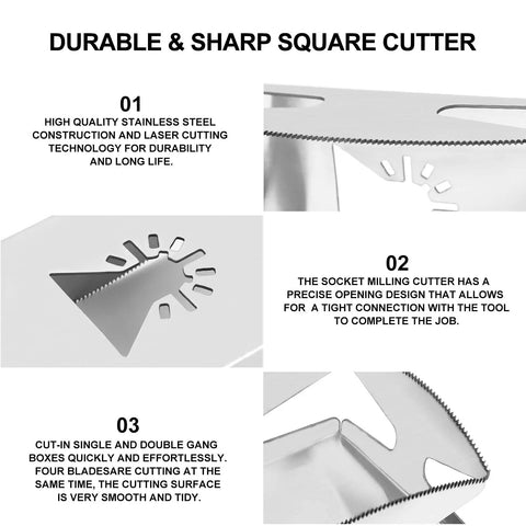 Close-up of durable stainless steel slot cutter showing sharp square design for oscillating multi tools
