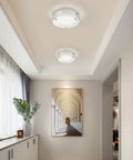 Flush Mount Crystal Ceiling Light With K9 Crystals, Modern Round LED Fixture In 4000K Daylight, 8 Inch installed in hallway