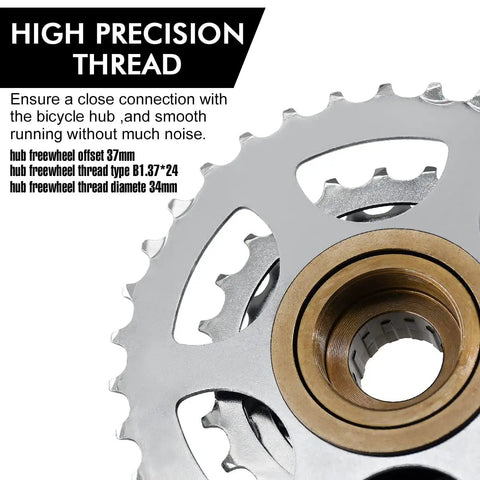 High precision thread on 8 Speed Freewheel for Bikes with 13 to 34 Teeth Chromoly Steel Nickel Plated Finish Tough as Nails