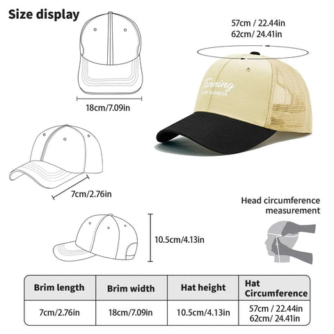 Spray Tan Inspired Dope Cool Hats For Men And Women Versatile Breathable Trucker Cap size chart with dimensions