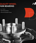 Front Left Steering Knuckle And Wheel Bearing Hub Assembly For Toyota Highlander 2004 2005 2006 2007 Driver Side AWD V6 3.3L And 2.4L Models Direct Fit High Quality Replacement showing close-up of hub bearing on black background.