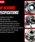 2 Pack Front Wheel Bearing Hub Assembly Fits Rogue 2008 2013 Rogue Select 2014 2015 And Sentra 2007 2012 5 Lug With ABS