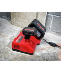 Beast Speed M18 M12 Battery Charger For Power Tools Dual Bay Sequential Two Pack Charging 80 Percent Indicator in use