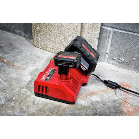 Beast Speed M18 M12 Battery Charger For Power Tools Dual Bay Sequential Two Pack Charging 80 Percent Indicator in use