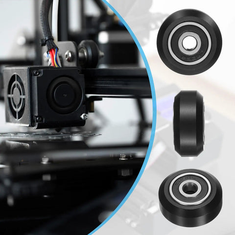 10 Pack POM Roller Wheels For 3D Printer Gantry And V Slot Tracks Dope High Speed Pulley Wheels With 625-2RS Double Shield Bearings Low Noise Durable Black CNC Upgrade, 24mm wheel on 3D printer gantry