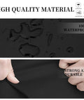 Close-up of 600D Patio V Shaped Sectional Sofa Cover showing waterproof material and durability, in black.