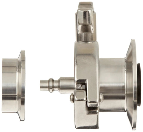 Sanitary Air Blow Check Valve 316L Stainless Steel, 2 Inch NPT Female, EPDM Seat And Gasket, side view with components