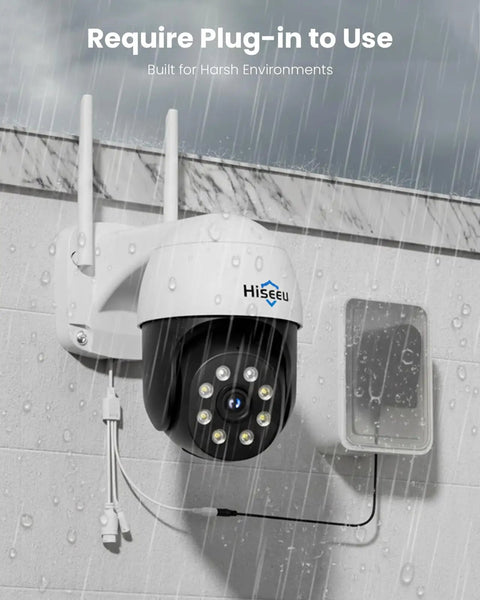 4K 8MP Outdoor Security Camera With Pan And Tilt, Wireless Home Surveillance, Dual Band WiFi, installed outside with rain