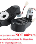 Turbocharged Two Pack Kids Ride On Car Gearbox 550 12V Motor 12000RPM shown with wiring connections