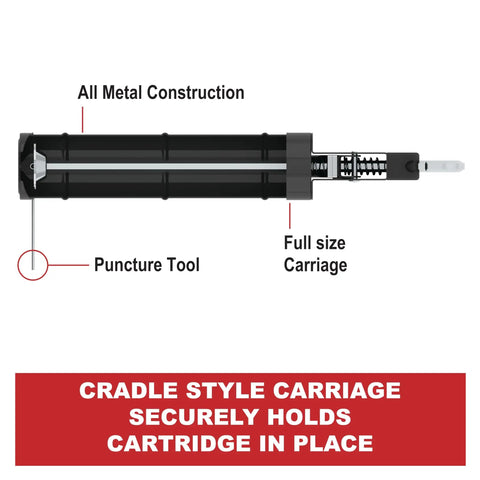No Drip Manual Caulking Gun For One Tenth Gallon Cartridges With Hex Rod 10 To 1 Drive Viper Line Series Pro Grade all-metal frame