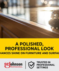 Pro Grade Furniture Polish Spray With Zesty Lemon Scent Bulk Six Pack Aerosol Cleaner For Sealed Wood And Hard Surfaces on polished wood surface.