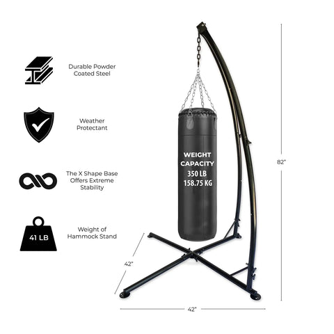 Durable Outdoor Hammock Swing Stand With Rust Resistant Steel showing 82-inch height and sturdy X base design
